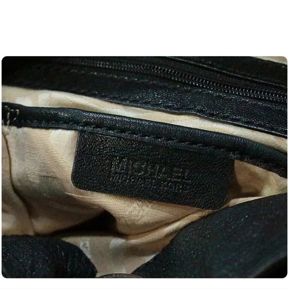 MICHAEL KORS "Hamilton" Black Saffinao Leather Silver Tone Large Shoulder Bag - Picture 5 of 10